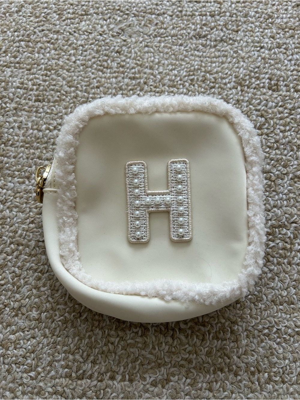 Stoney Clover Lane H Initial Sherpa Trim Mini Pouch